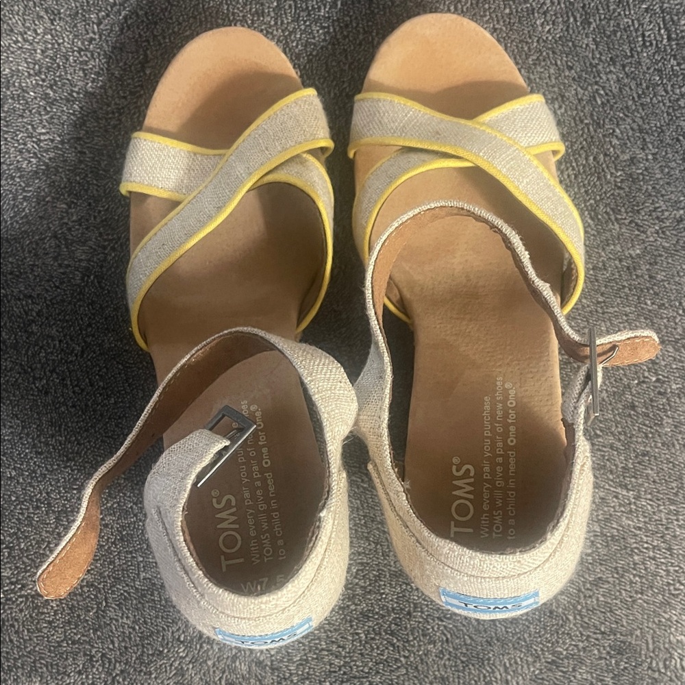 TOMS Beige and Yellow Strap Sandals